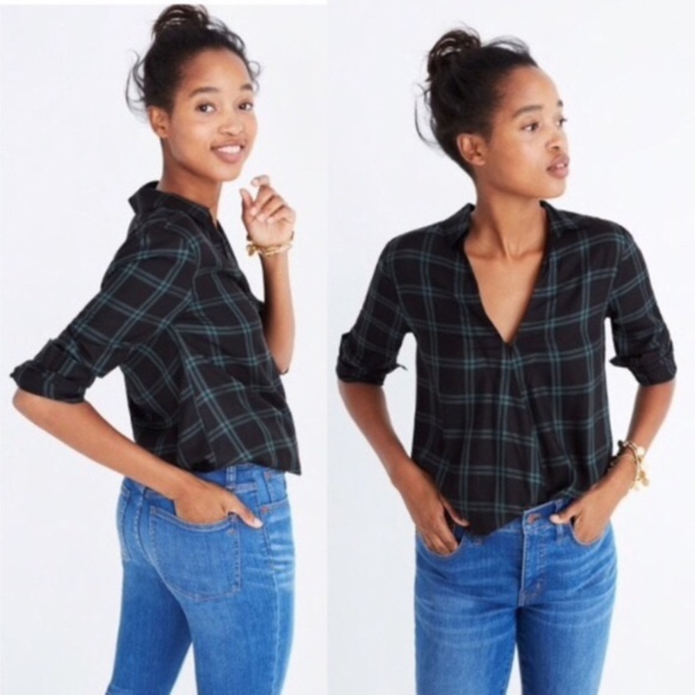 Madewell Wrap-Front Shirt in Palma Plaid